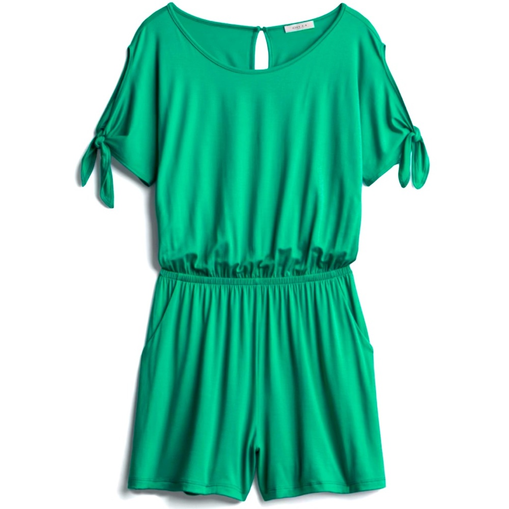 Tie Sleeve Knit Romper